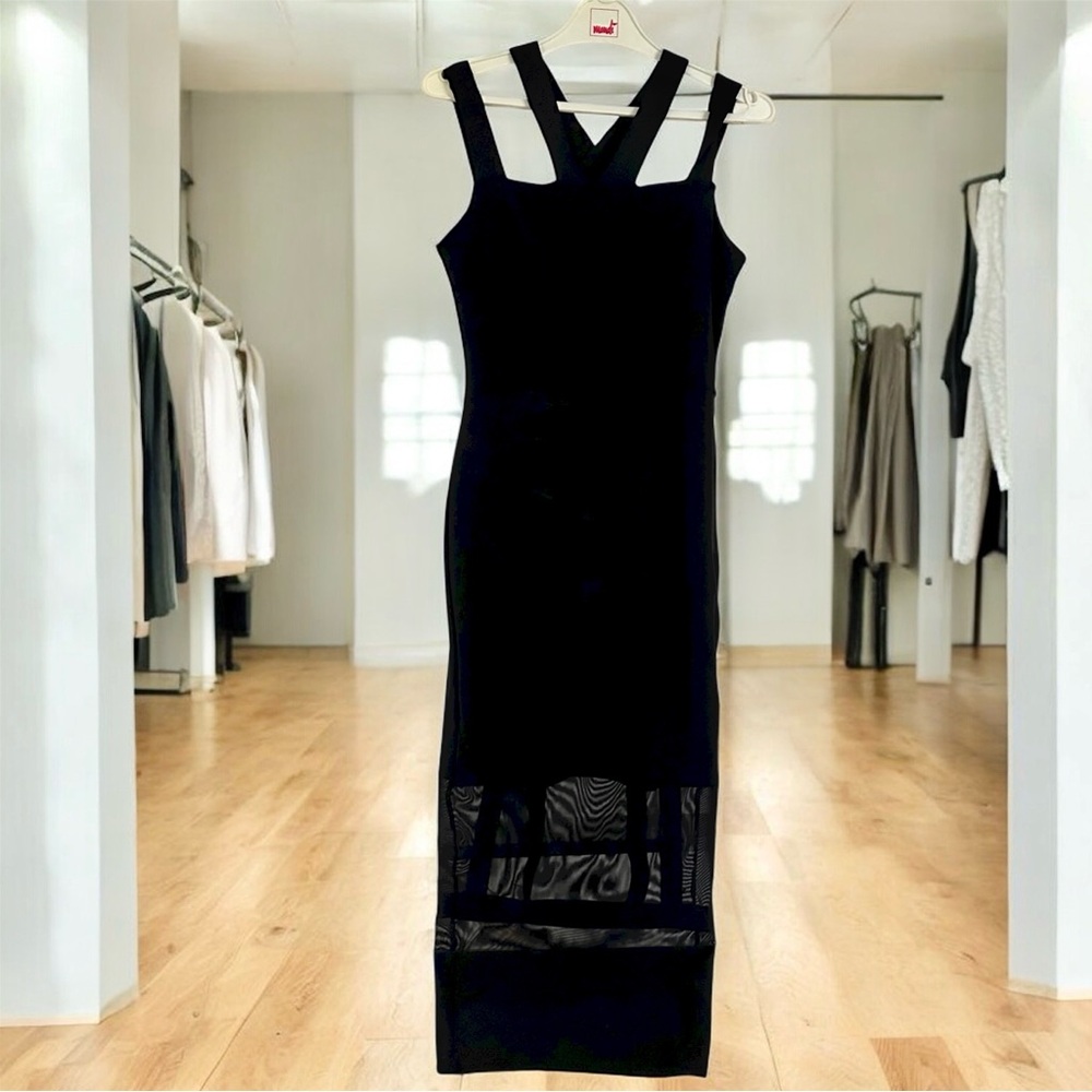 Boohoo Black Strappy Bodycon Mesh Cage Dress 4